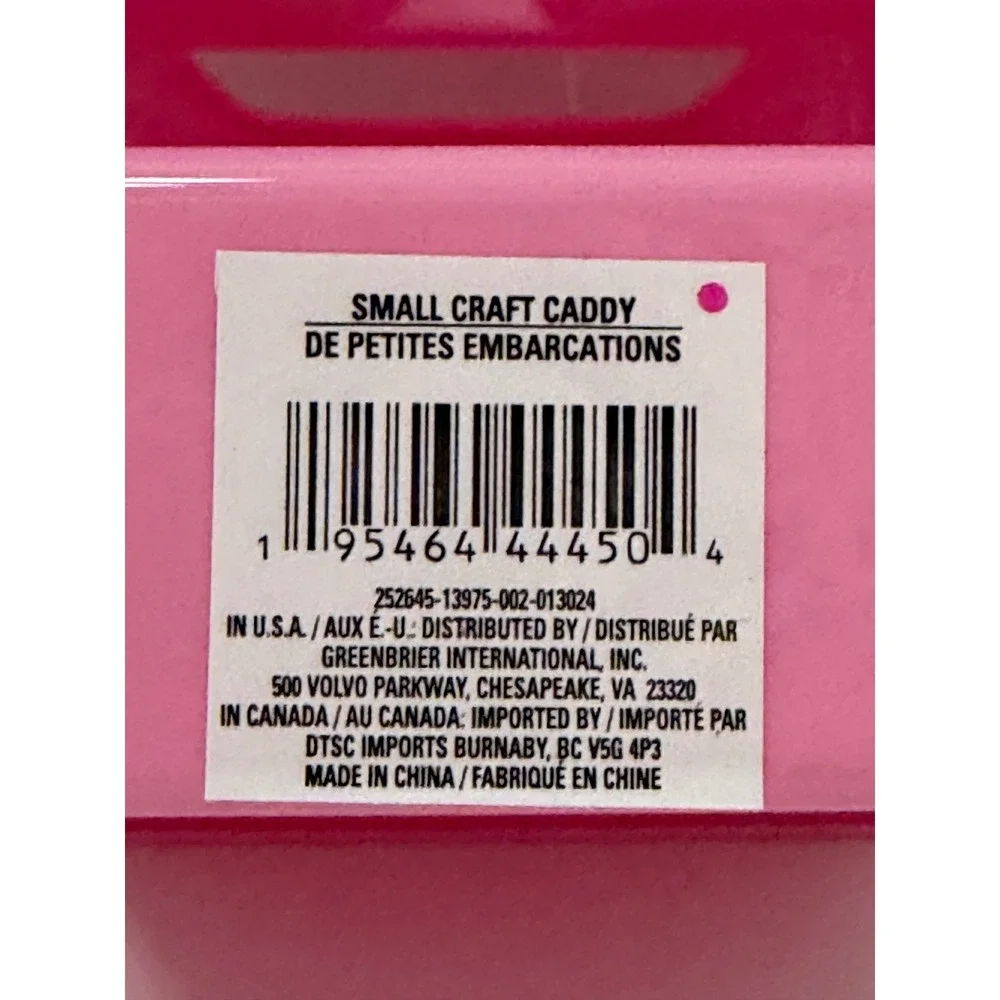 Pink Small Craft Caddy 3 Compartment Organizer 252645 Greenbrier International